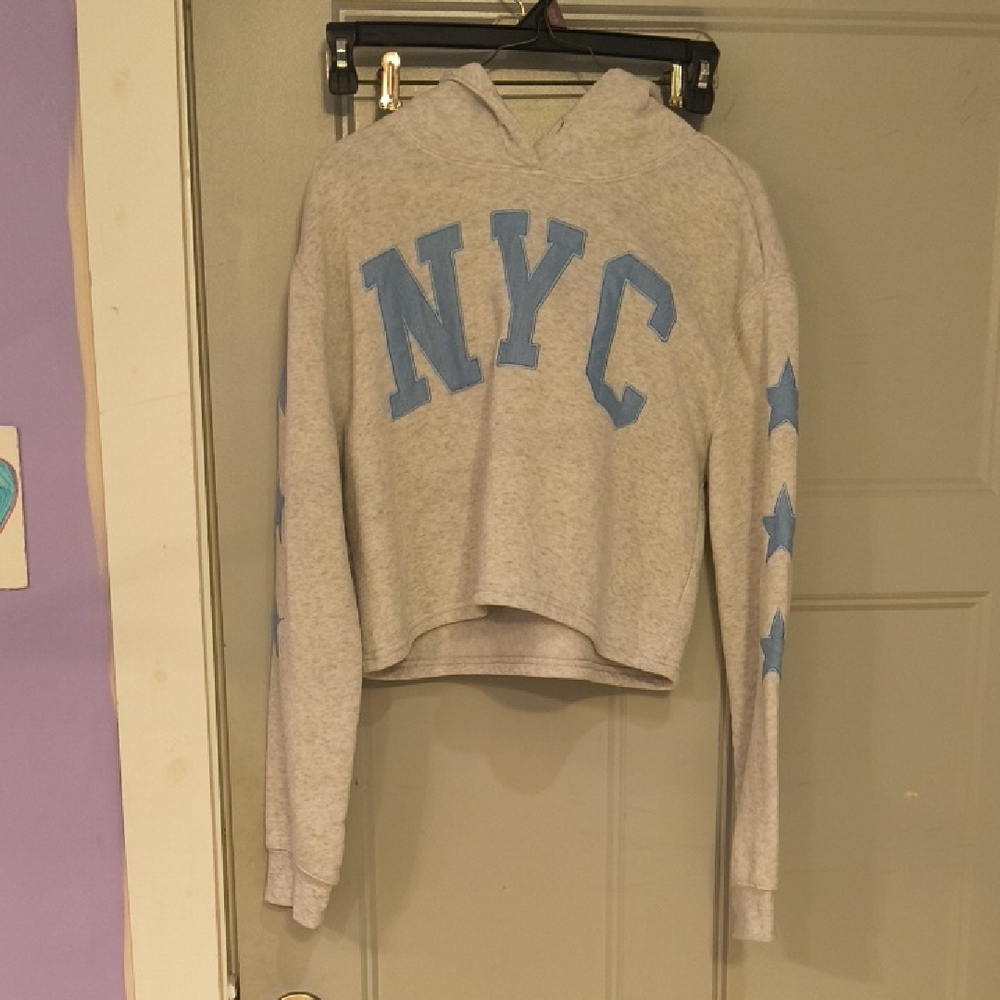 Gray Hoodie with Blue Accents